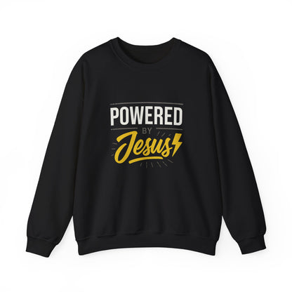 “Powered By Jesus” Crewneck Religious Sweatshirt – Faith and Strength Combined