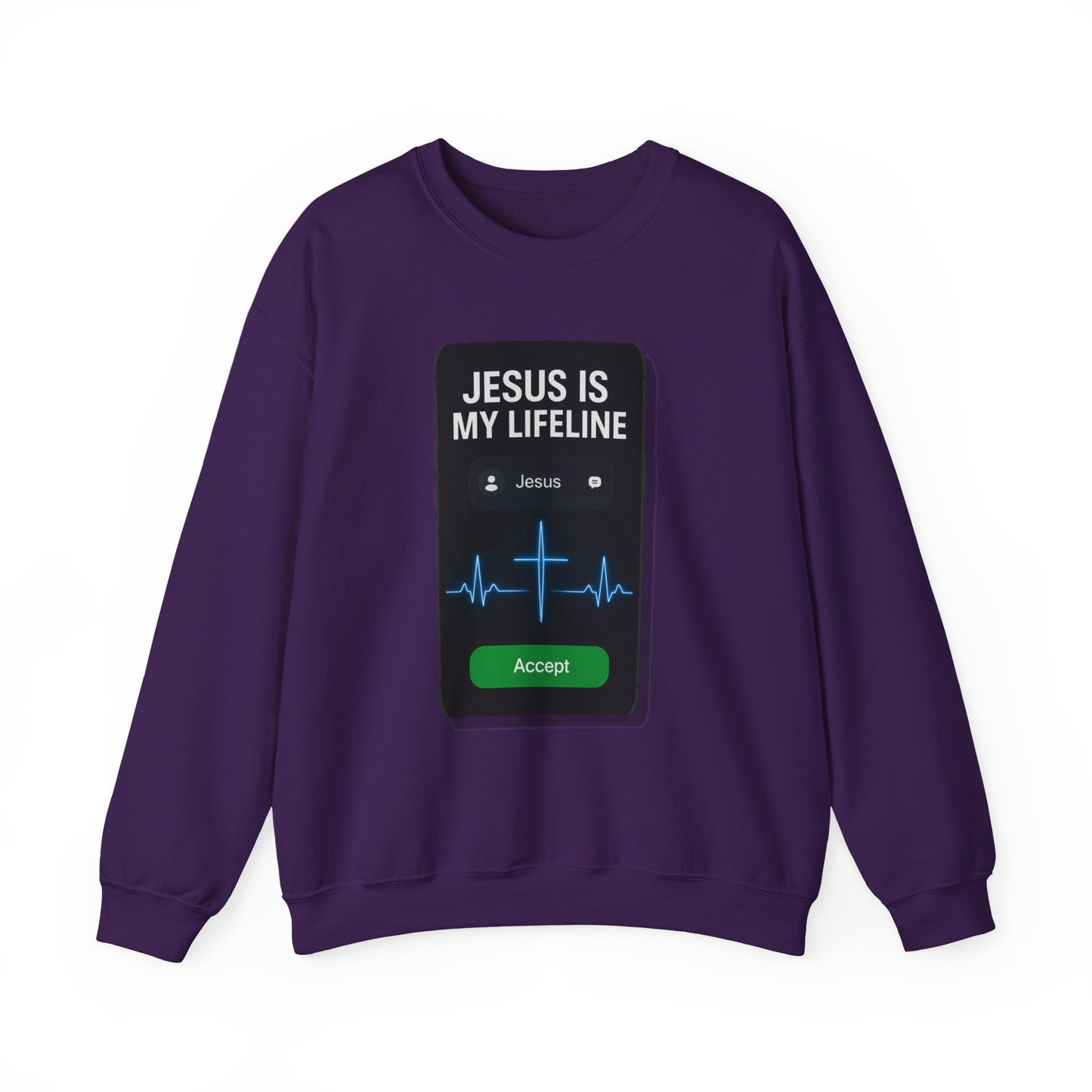 “Jesus Is My Lifeline” Crewneck Religious Sweatshirt – Cozy Comfort with a Powerful Message
