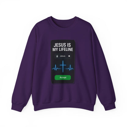“Jesus Is My Lifeline” Crewneck Religious Sweatshirt – Cozy Comfort with a Powerful Message