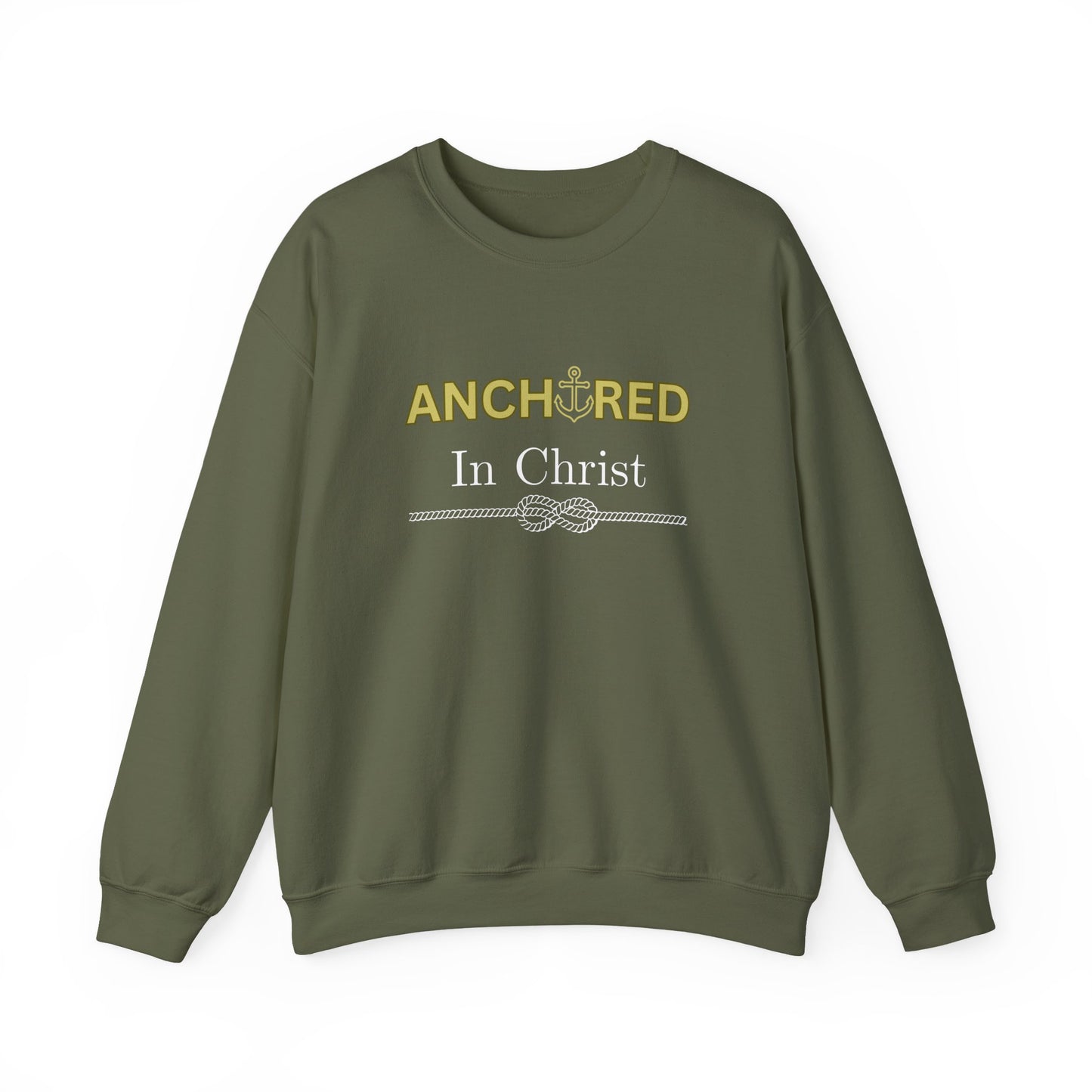 “Anchored in Christ” Religious Crewneck Sweatshirt – Faith-Based Comfort for Everyday Wear