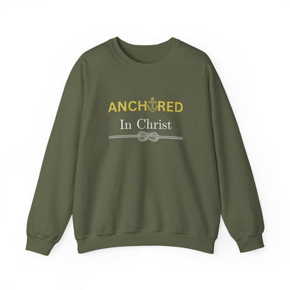 “Anchored in Christ” Religious Crewneck Sweatshirt – Faith-Based Comfort for Everyday Wear