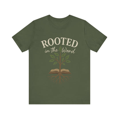 “Rooted In The Word” Religious T-Shirt – Faith-Driven Bible Message