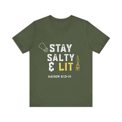 “Stay Salty & Lit” Religious T-Shirt – Bold Faith with a Biblical Twist