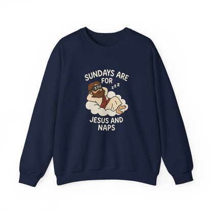“Sundays Are for Jesus and Naps” Crewneck Sweatshirt – Cozy Religious Weekend Wear