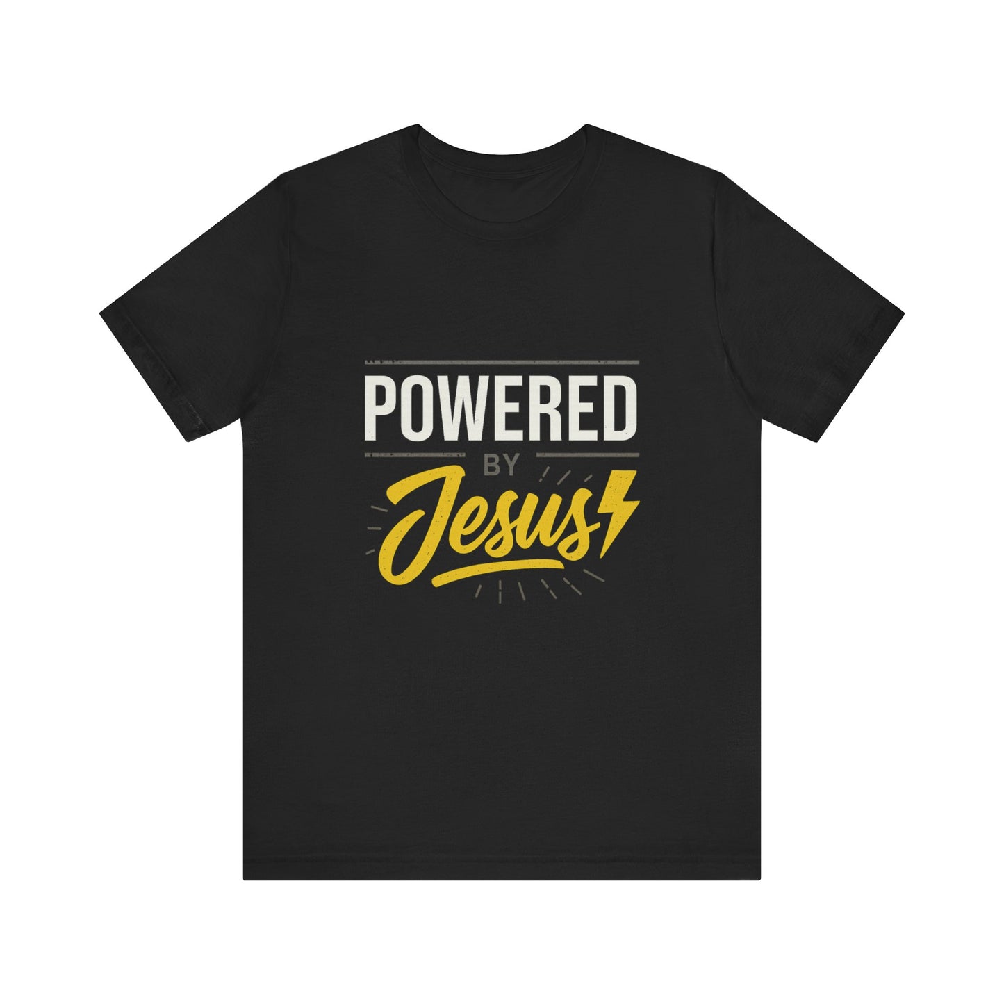 “Powered By Jesus” Religious T-Shirt – Faith-Fueled Motivation