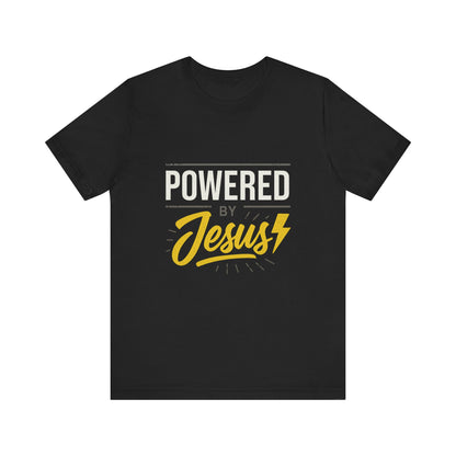 “Powered By Jesus” Religious T-Shirt – Faith-Fueled Motivation