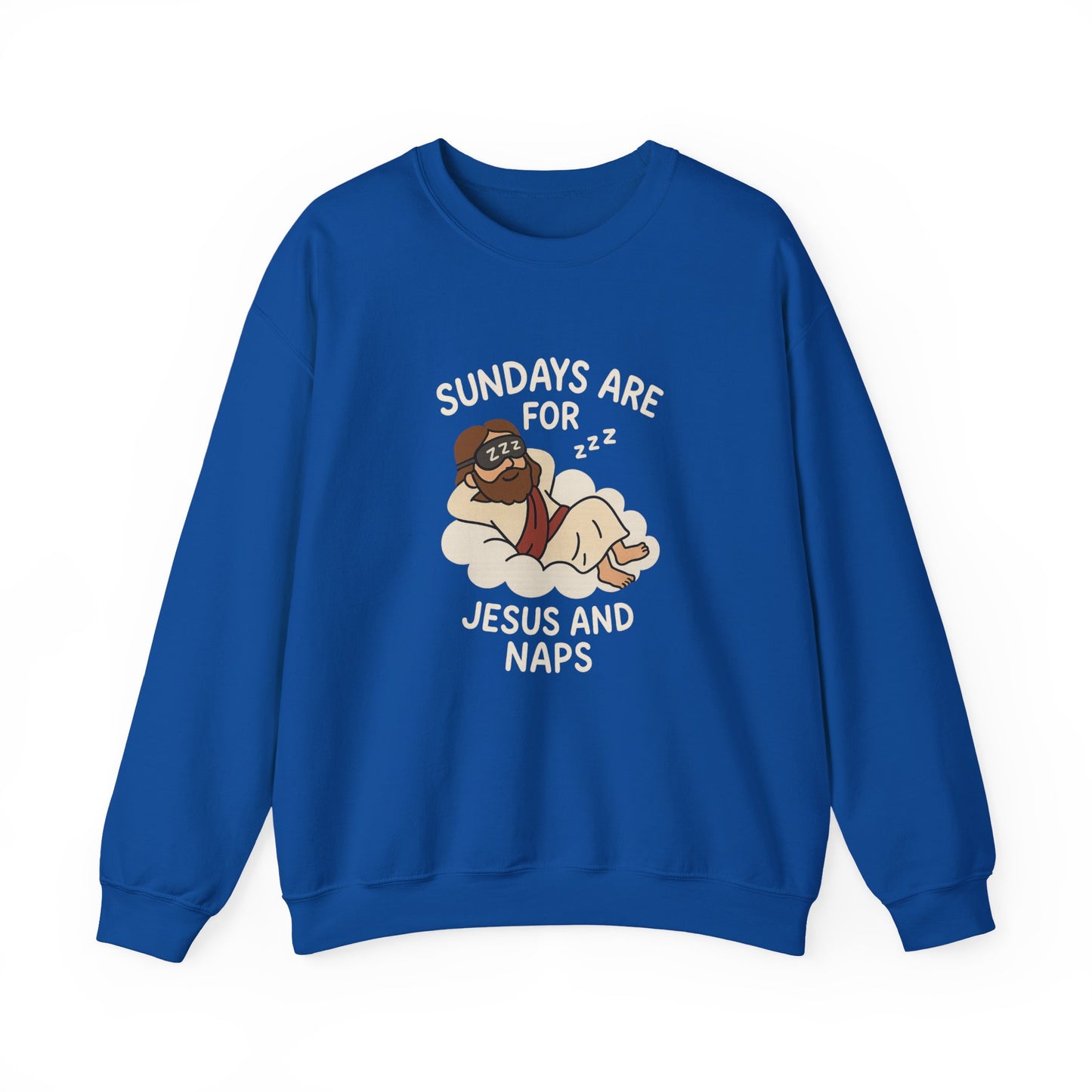 “Sundays Are for Jesus and Naps” Crewneck Sweatshirt – Cozy Religious Weekend Wear