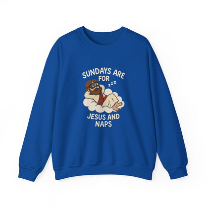 “Sundays Are for Jesus and Naps” Crewneck Sweatshirt – Cozy Religious Weekend Wear