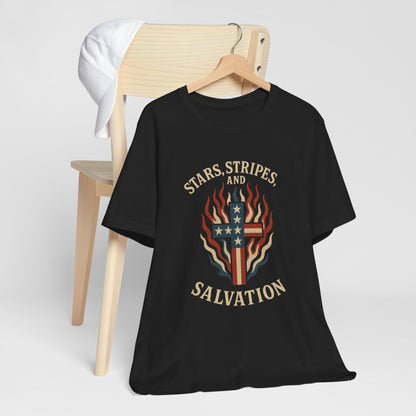 “Stars, Stripes, and Salvation” Christian T-Shirt – Patriotic Faith Tee