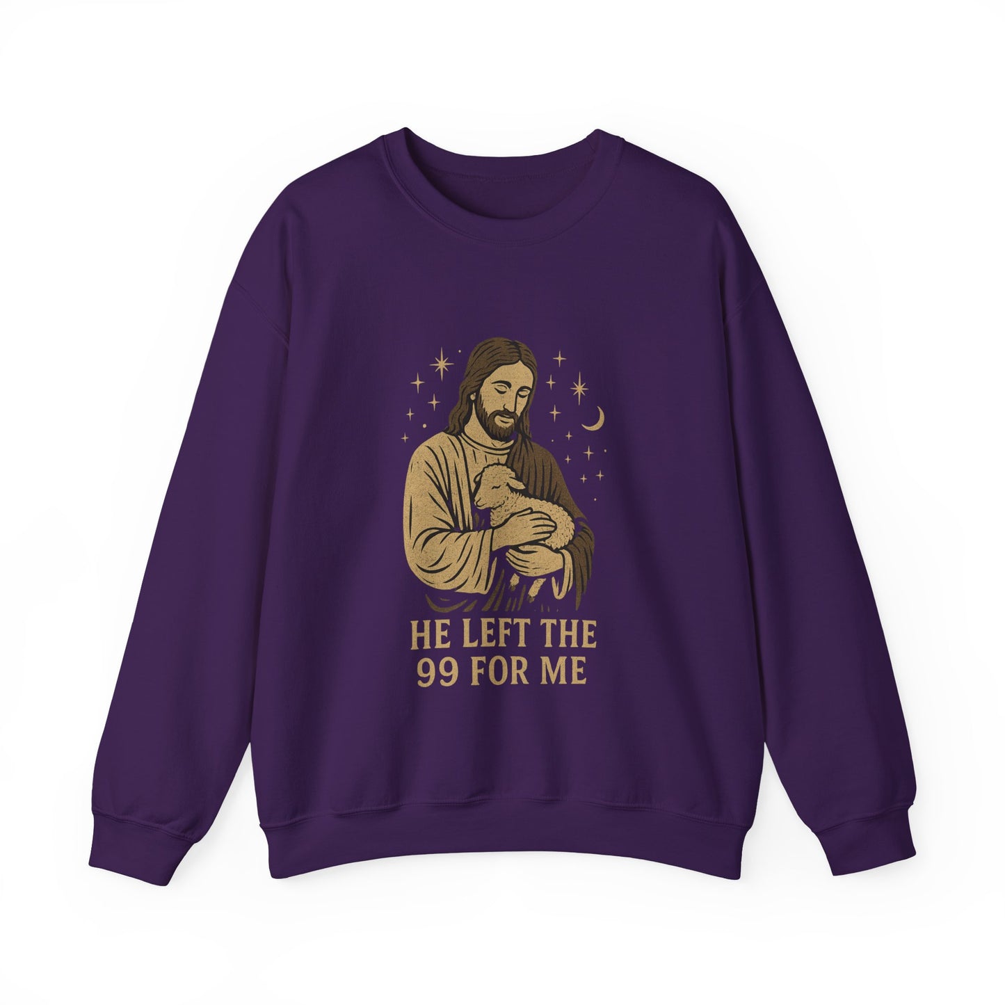 “He Left the 99 for Me” Crewneck Religious Sweatshirt – Faith-Filled Comfort