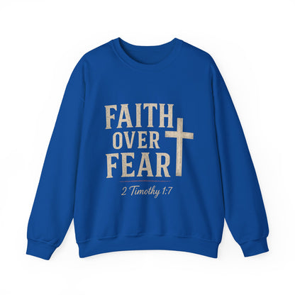 “Faith Over Fear” Christian Religious Crewneck Sweatshirt – Stand Strong in Style