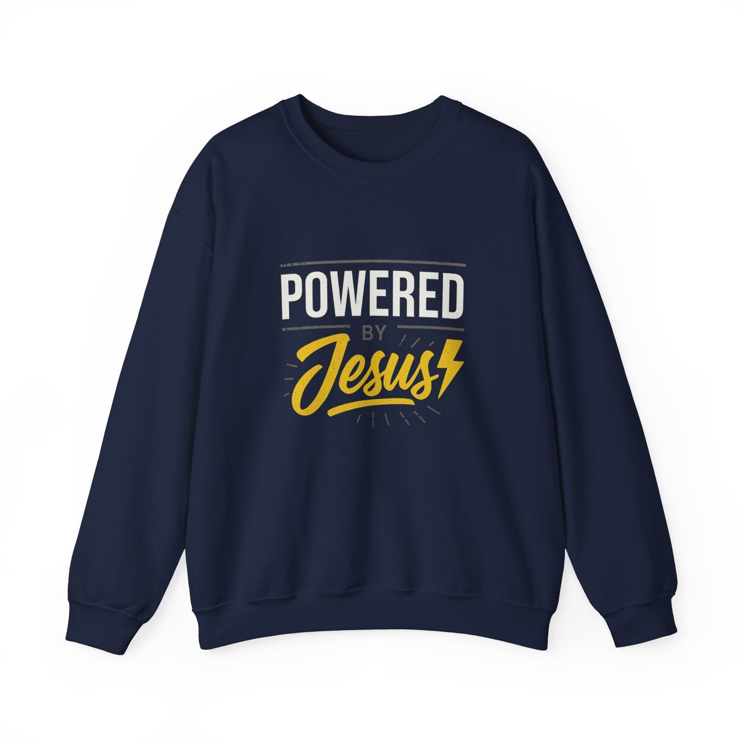 “Powered By Jesus” Crewneck Religious Sweatshirt – Faith and Strength Combined