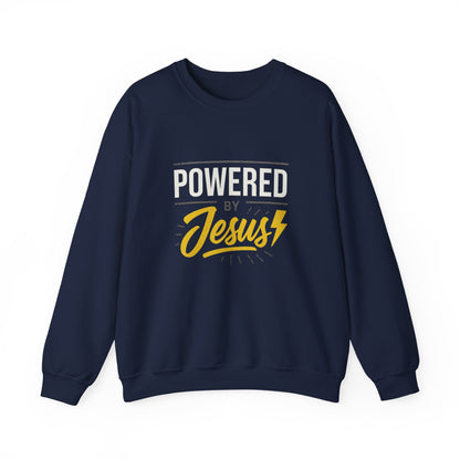 “Powered By Jesus” Crewneck Religious Sweatshirt – Faith and Strength Combined