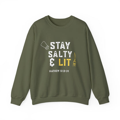 “Stay Salty & Lit” Crewneck Sweatshirt – Modern Religious Apparel