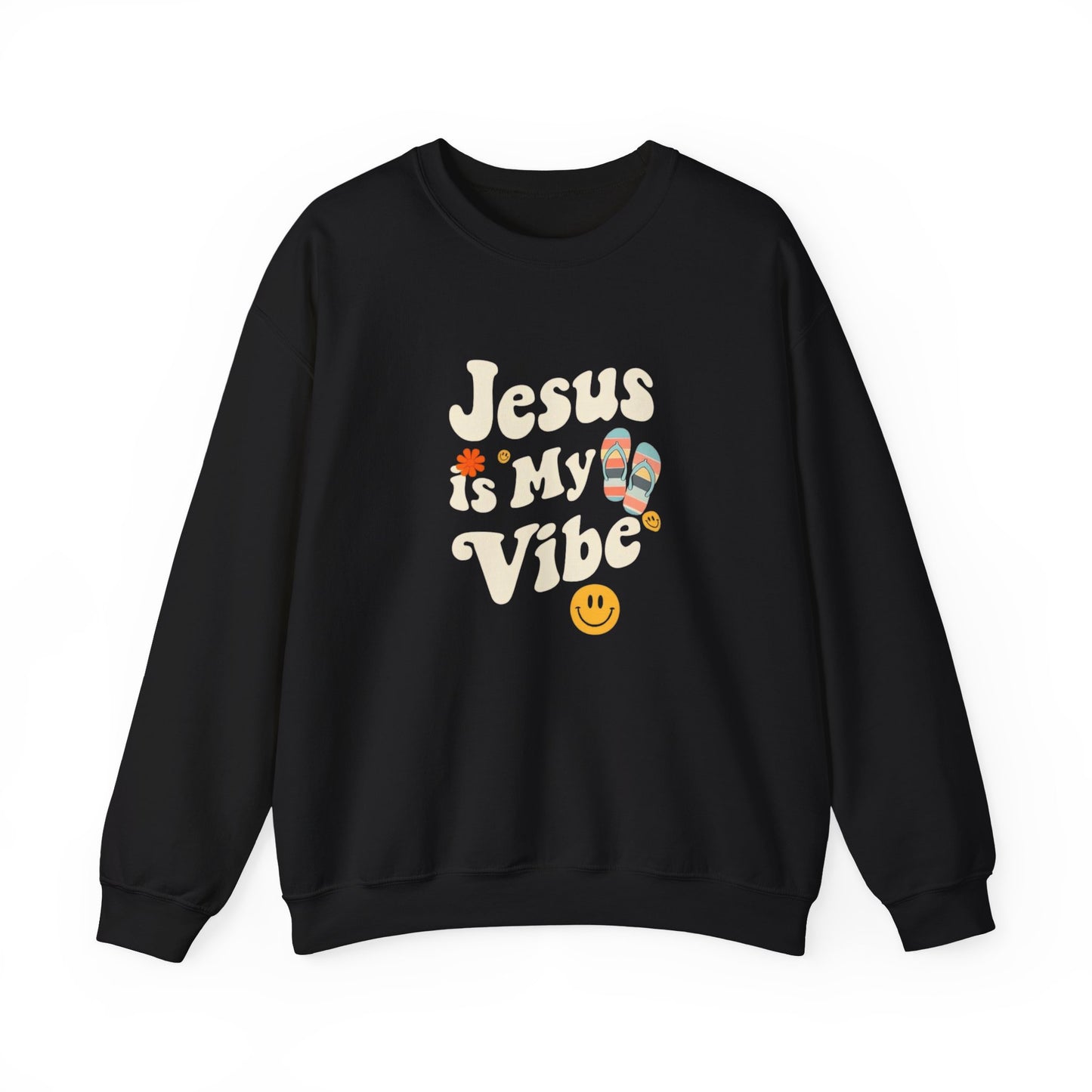 “Jesus Is My Vibe” Crewneck Sweatshirt – Trendy and Cozy Religious Apparel