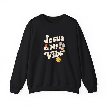 “Jesus Is My Vibe” Crewneck Sweatshirt – Trendy and Cozy Religious Apparel
