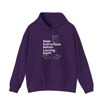 “Basic Instructions Before Leaving Earth” Religious Acronym Hoodie – Unisex Faith-Inspired Pullover