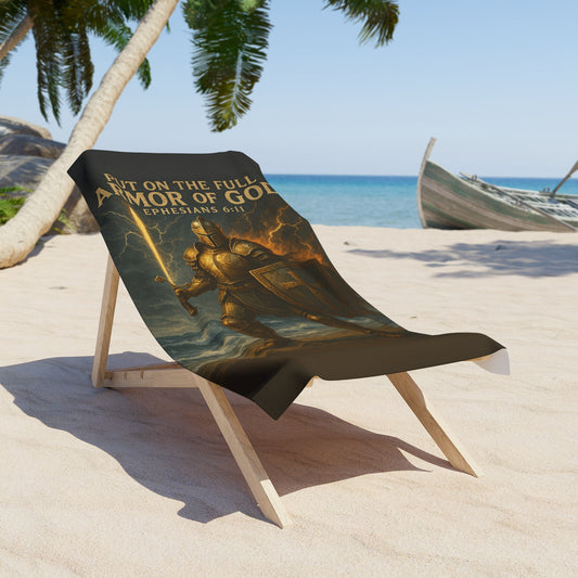 "Put On The Full Armor of God" Christian Beach Towel