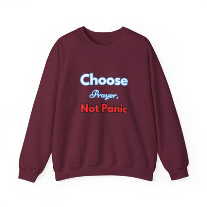 “Choose Prayer, Not Panic” Religious Crewneck Sweatshirt – Faith-Inspired Cold Weather Comfort