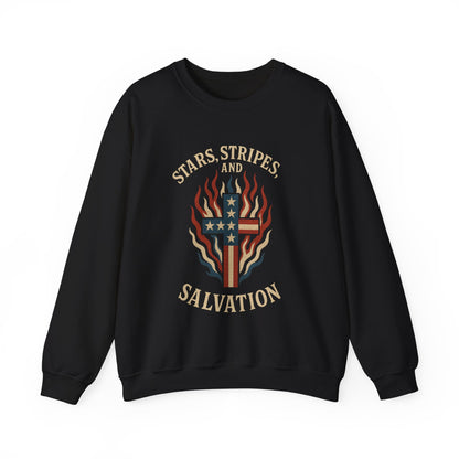 “Stars, Stripes, and Salvation” Crewneck Sweatshirt – Patriotic Christian Apparel