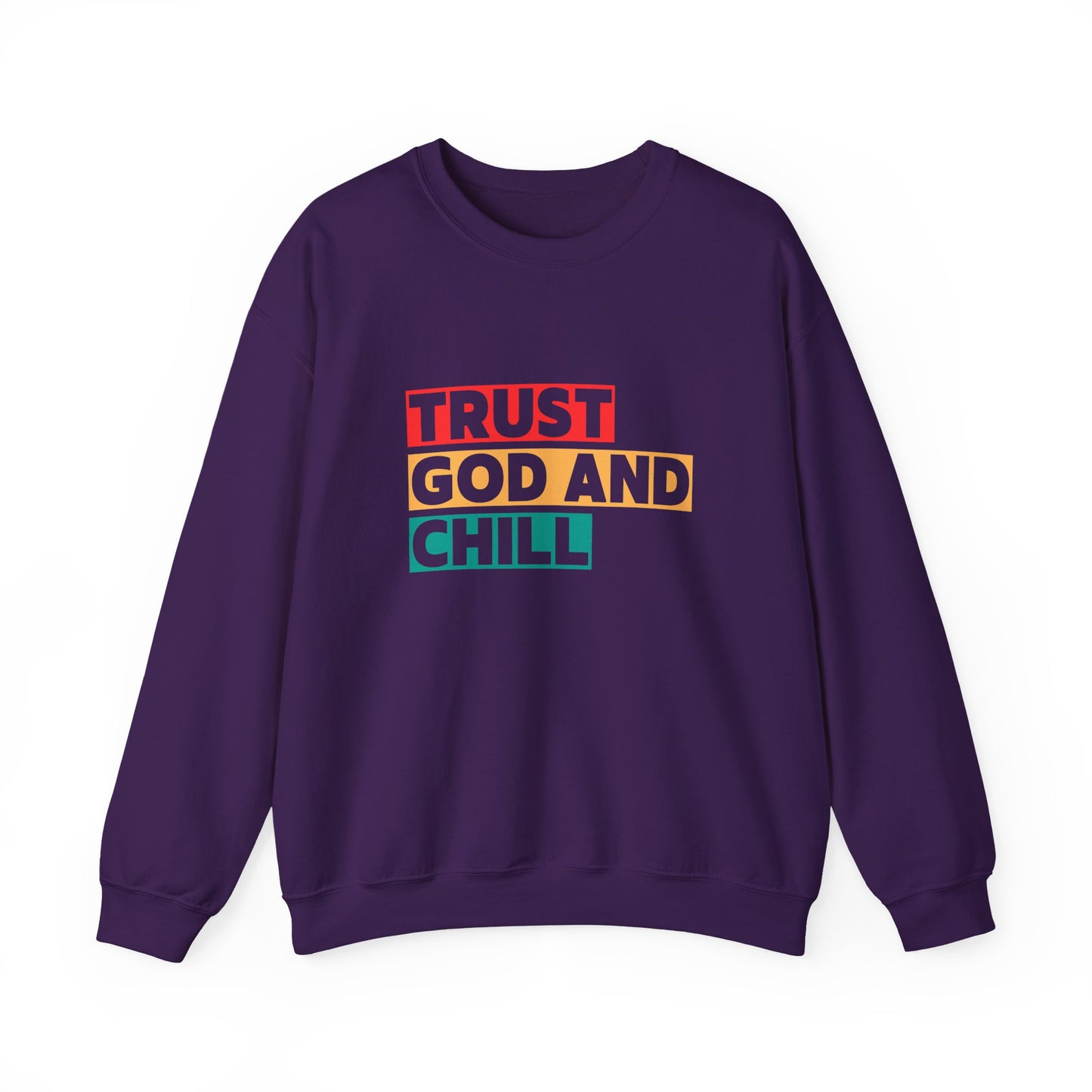 “Trust God and Chill” Crewneck Religious Sweatshirt – Faith-Filled Comfort for Every Season