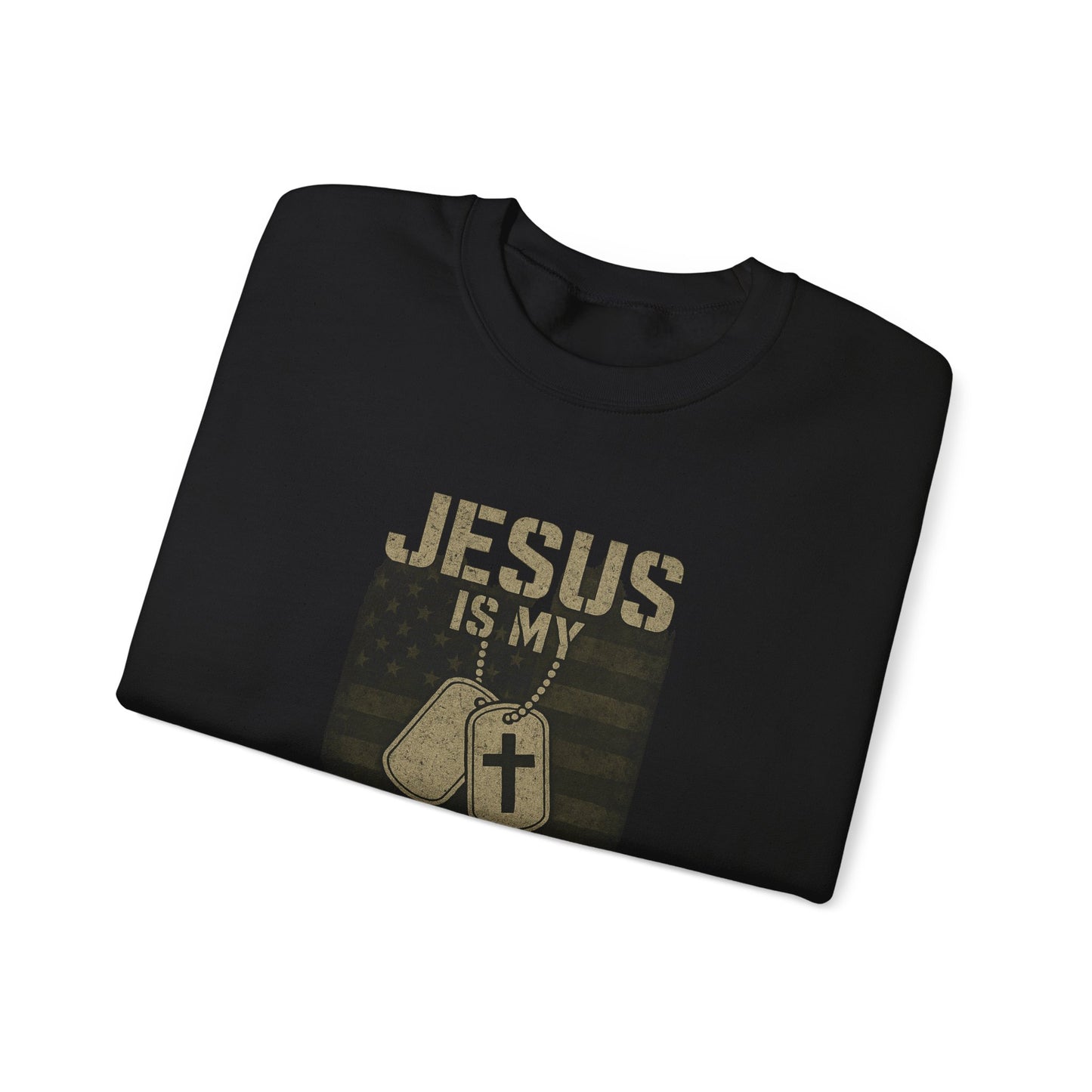 “Jesus Is My Commander-in-Chief” Crewneck Christian Sweatshirt – Faith and Freedom United
