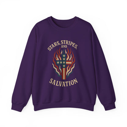 “Stars, Stripes, and Salvation” Crewneck Sweatshirt – Patriotic Christian Apparel