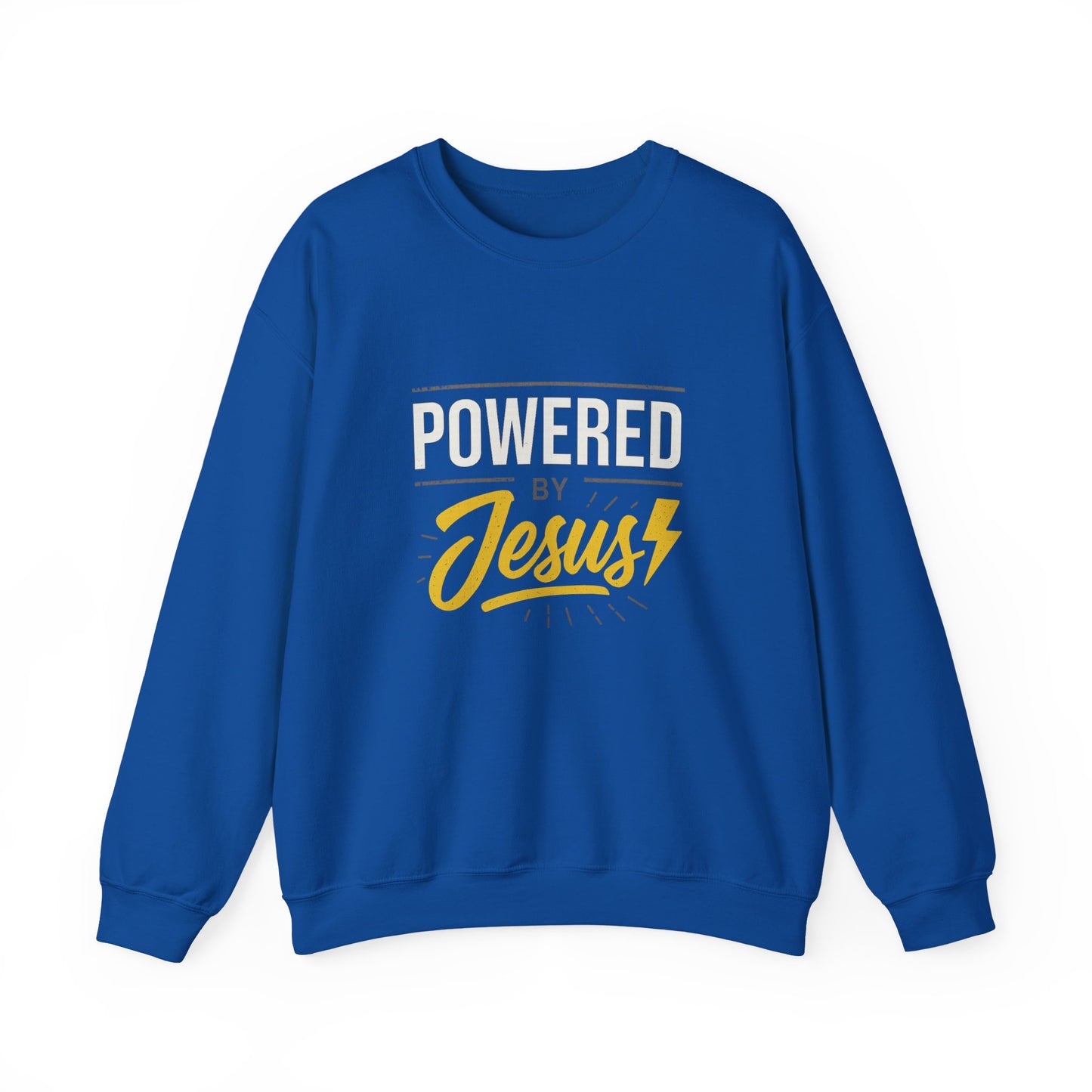 “Powered By Jesus” Crewneck Religious Sweatshirt – Faith and Strength Combined