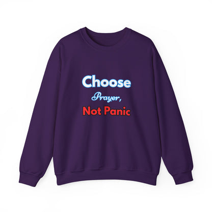 “Choose Prayer, Not Panic” Religious Crewneck Sweatshirt – Faith-Inspired Cold Weather Comfort