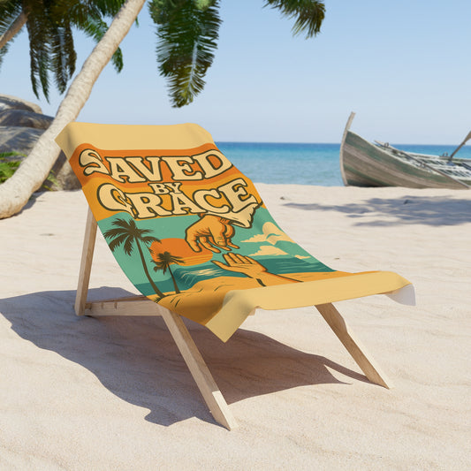 "Saved by Grace" Christian Beach Towel