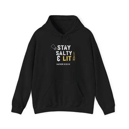 “Stay Salty & Lit” Religious Hoodie – Unisex Pullover for Fire-Filled Faith