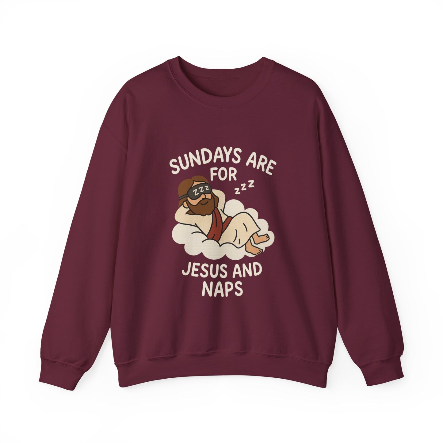 “Sundays Are for Jesus and Naps” Crewneck Sweatshirt – Cozy Religious Weekend Wear