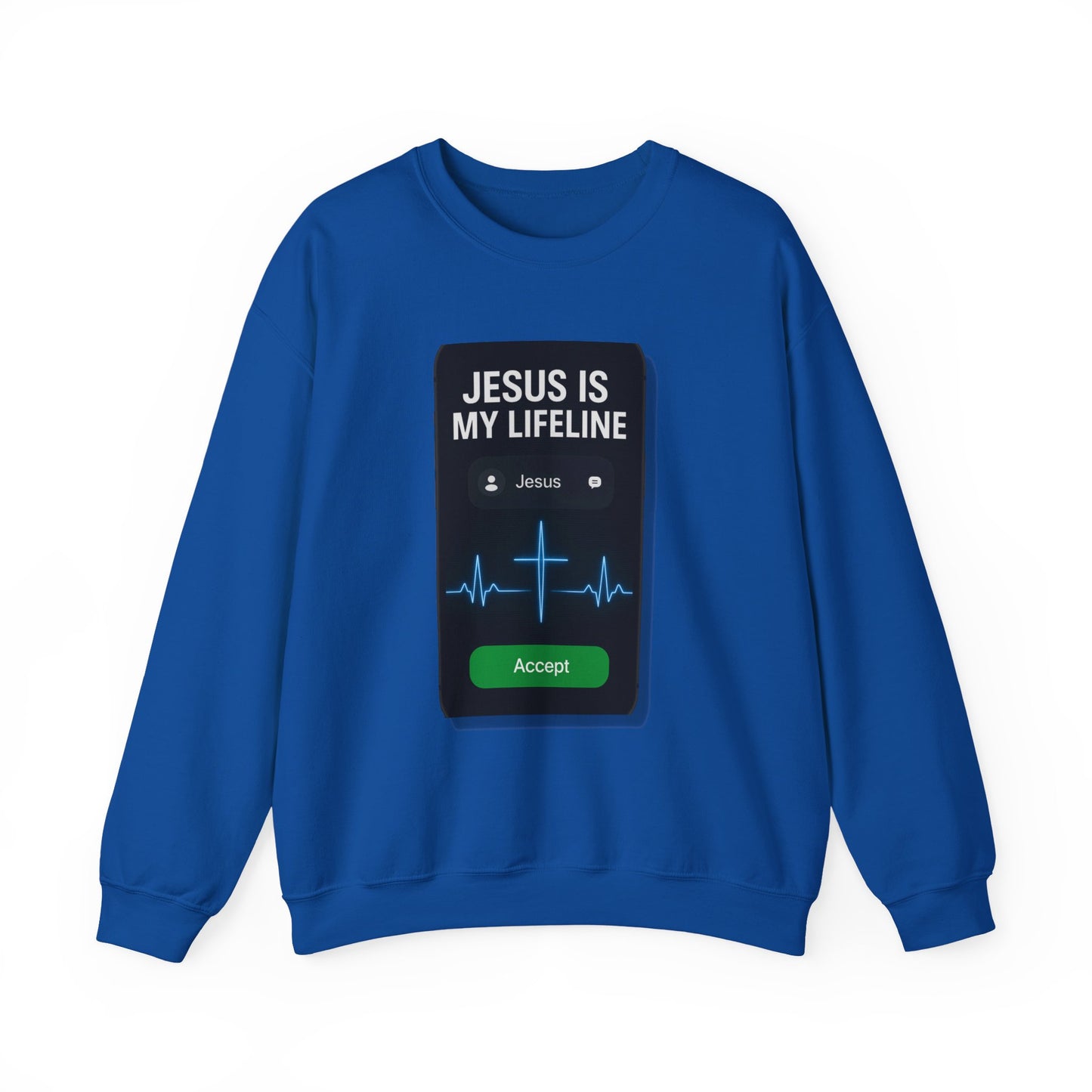 “Jesus Is My Lifeline” Crewneck Religious Sweatshirt – Cozy Comfort with a Powerful Message