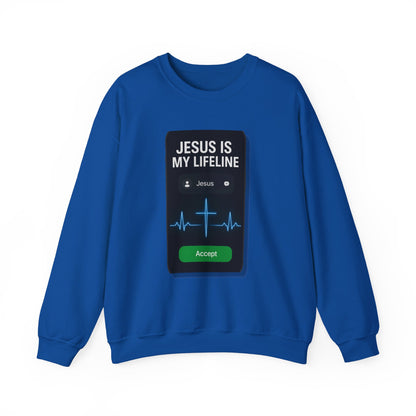 “Jesus Is My Lifeline” Crewneck Religious Sweatshirt – Cozy Comfort with a Powerful Message