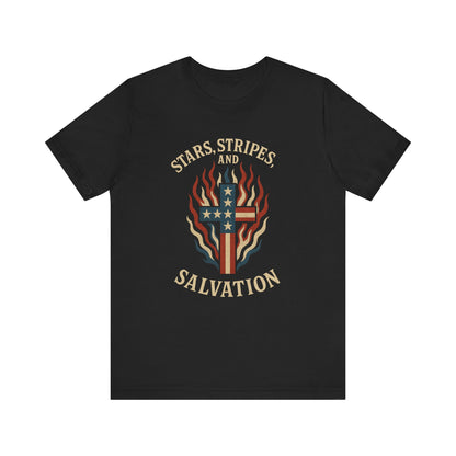“Stars, Stripes, and Salvation” Christian T-Shirt – Patriotic Faith Tee