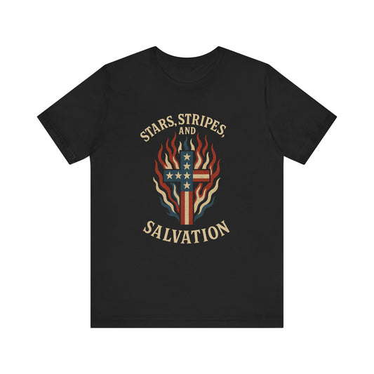 “Stars, Stripes, and Salvation” Christian T-Shirt – Patriotic Faith Tee