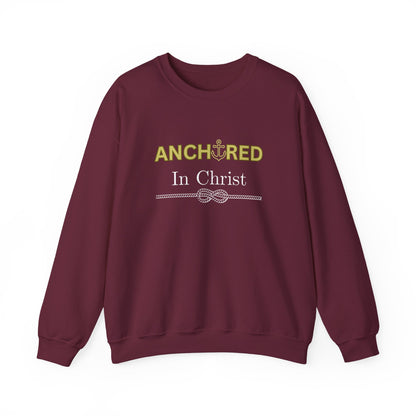 “Anchored in Christ” Religious Crewneck Sweatshirt – Faith-Based Comfort for Everyday Wear