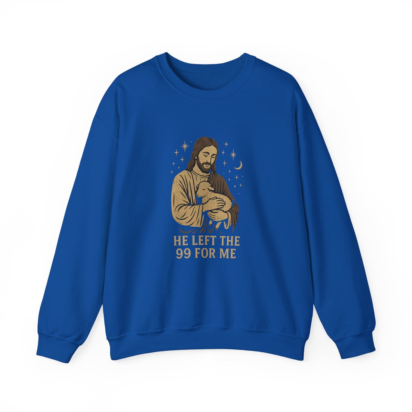 “He Left the 99 for Me” Crewneck Religious Sweatshirt – Faith-Filled Comfort