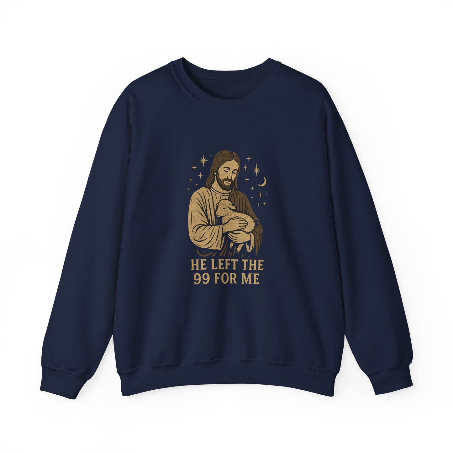 “He Left the 99 for Me” Crewneck Religious Sweatshirt – Faith-Filled Comfort