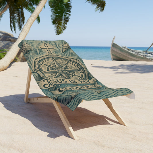 "Jesus Is My Compass" Christian Beach Towel