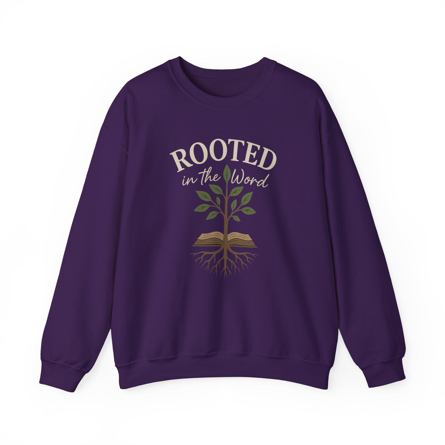 “Rooted In The Word” Crewneck Religious Sweatshirt – Scripture-Inspired Faith Wear