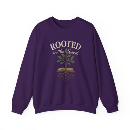 “Rooted In The Word” Crewneck Religious Sweatshirt – Scripture-Inspired Faith Wear