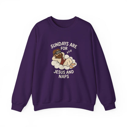 “Sundays Are for Jesus and Naps” Crewneck Sweatshirt – Cozy Religious Weekend Wear