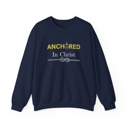 “Anchored in Christ” Religious Crewneck Sweatshirt – Faith-Based Comfort for Everyday Wear