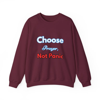 “Choose Prayer, Not Panic” Religious Crewneck Sweatshirt – Faith-Inspired Cold Weather Comfort