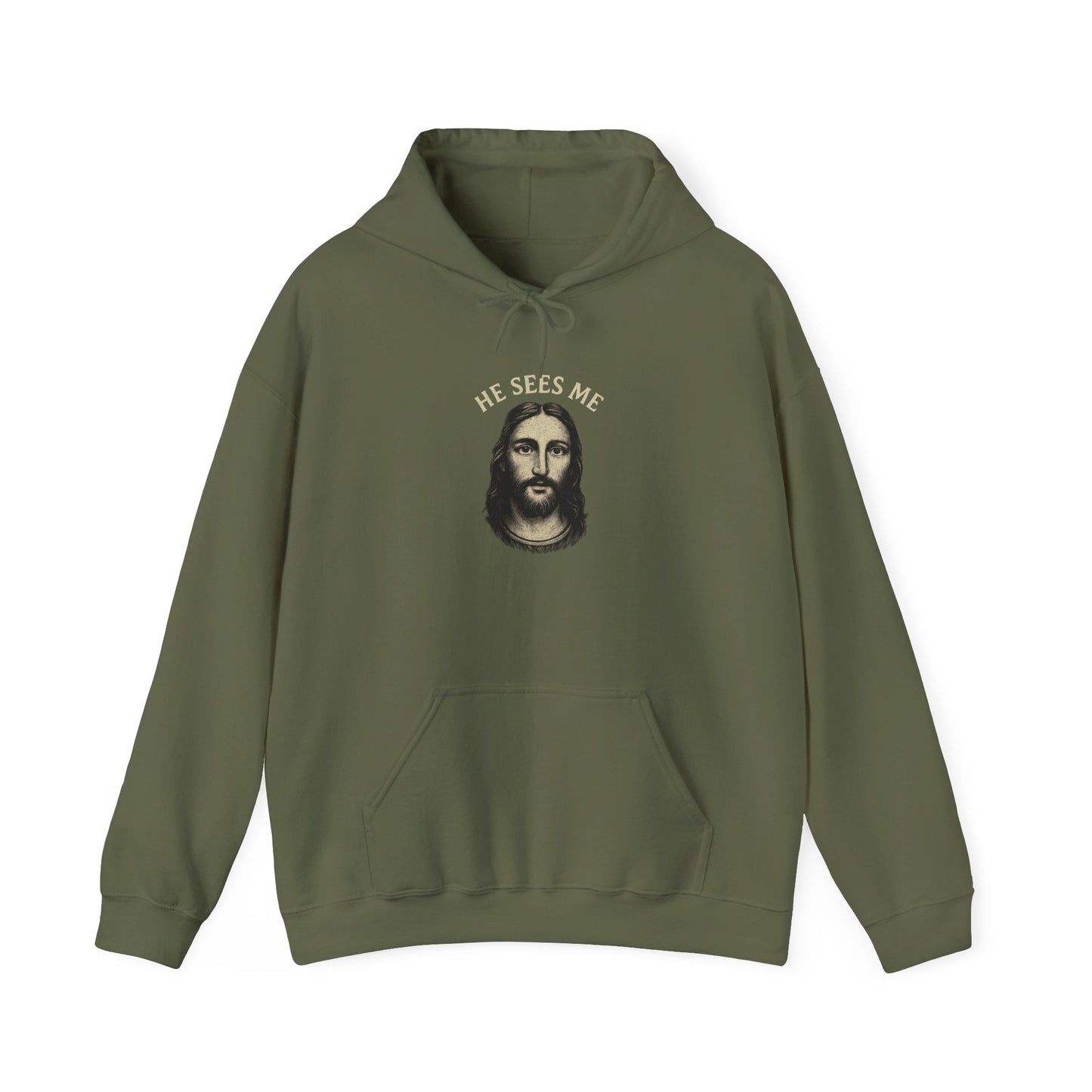 “He Sees Me” Religious Hoodie – Unisex Pullover for Comfort and Faith