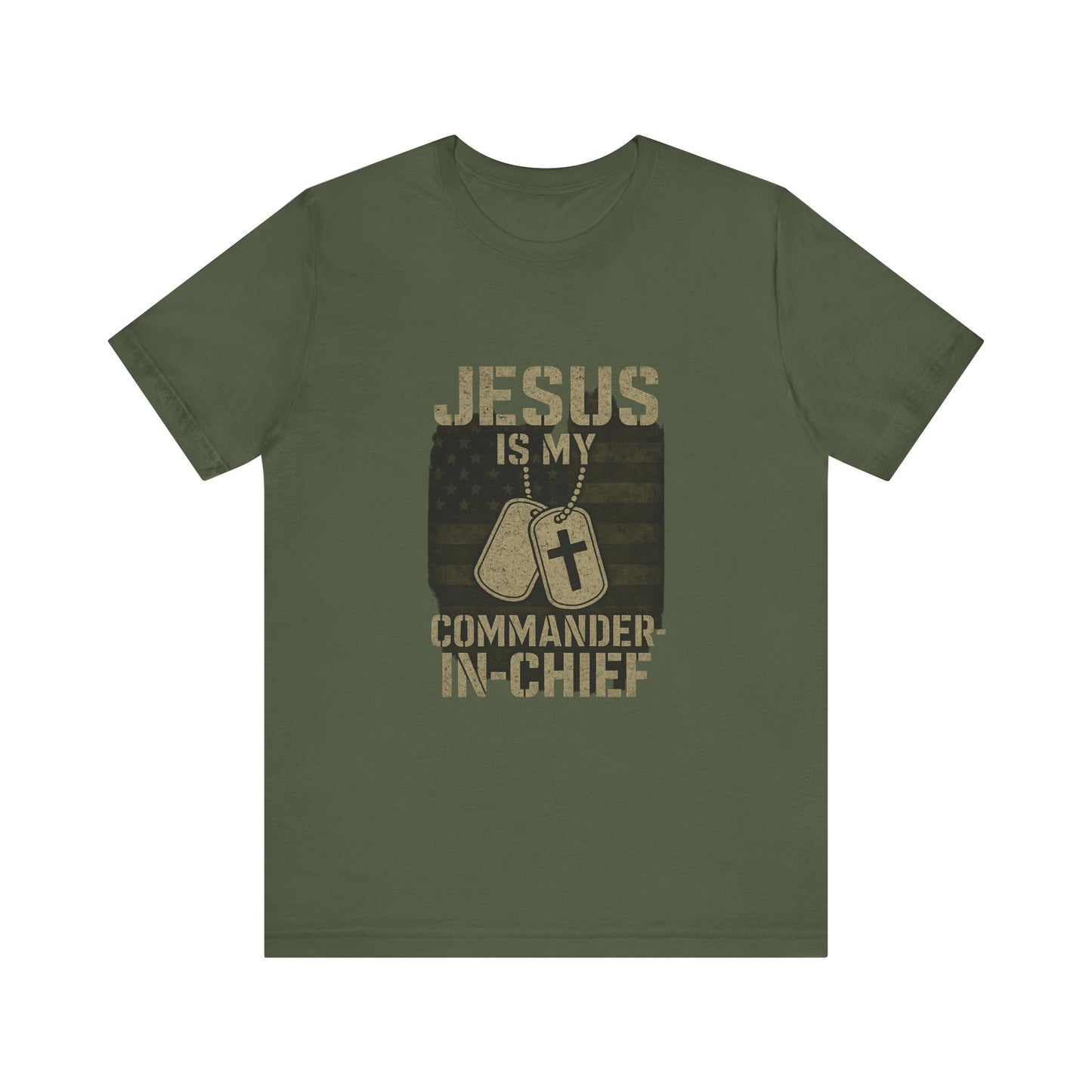 “Jesus Is My Commander-in-Chief” Christian T-Shirt – Bold Faith & Patriot-Inspired Design