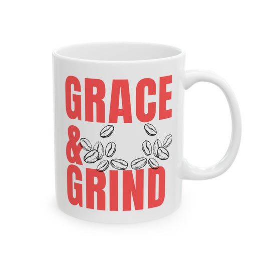 "Grace & Grind" Ceramic Coffee Mug - Christian Inspirational Drinkware for Coffee Lovers