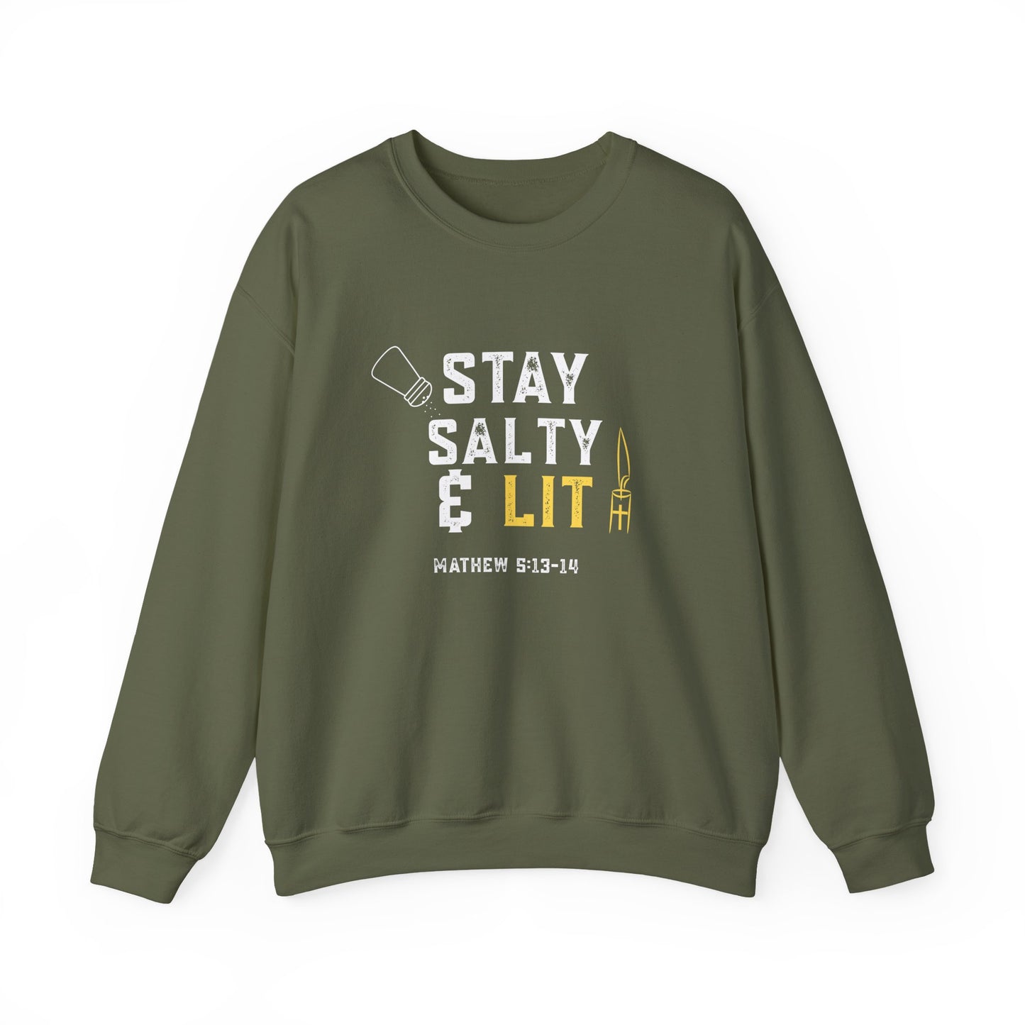 “Stay Salty & Lit” Crewneck Sweatshirt – Modern Religious Apparel