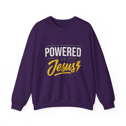 “Powered By Jesus” Crewneck Religious Sweatshirt – Faith and Strength Combined
